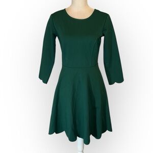 Lulus Cumulonimbus Clouds green scalloped mini skater dress